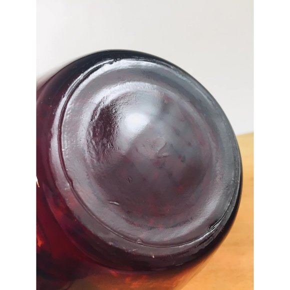 Red Glass Vase WHEATON Hex Optic Design Vintage - Picture 6 of 6